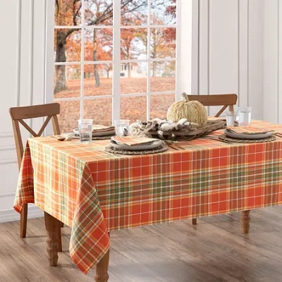 Elrene Home Fashions Hawley Plaid Harvest Cotton Rectangle Tablecloth In Orange