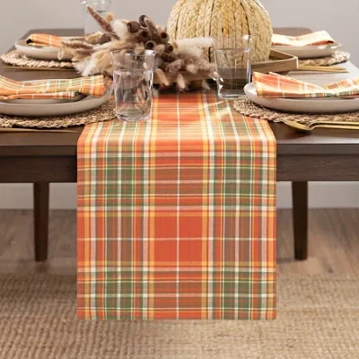 Elrene Home Fashions Hawley Plaid Harvest Cotton Table Runner In Orange