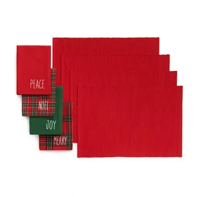 Elrene Home Fashions Holiday Sentiment Value 8-pc. Table Linen Set In Red