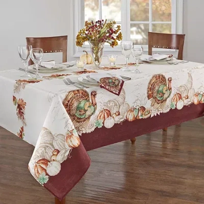 Elrene Home Fashions Holiday Turkey Tablecloth In Sand