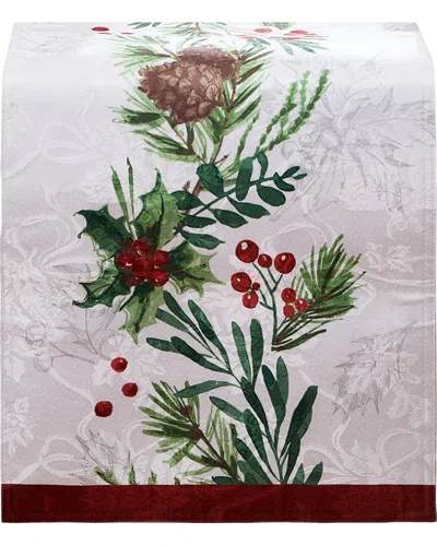 ELRENE HOME FASHIONS ELRENE HOME FASHIONS HOLLY BERRY FLOURISH HOLIDAY FABRIC TABLE RUNNER