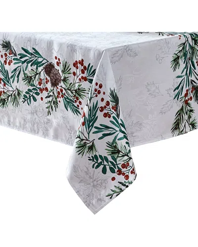 ELRENE HOME FASHIONS ELRENE HOME FASHIONS HOLLY BERRY FLOURISH HOLIDAY FABRIC TABLECLOTH