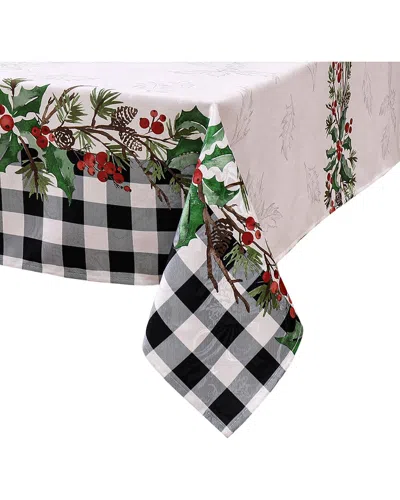 Elrene Home Fashions Holly Farmhouse Charm Holiday Fabric Tablecloth In Multi