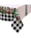 Elrene Home Fashions Holly Farmhouse Charm Holiday Fabric Tablecloth