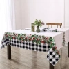 Elrene Home Fashions Holly Farmhouse Charm Holiday Fabric Tablecloth In White