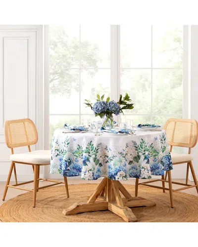 Elrene Home Fashions Hydrangea Bloom Floral Double Border Tablecloth - Round In Multi