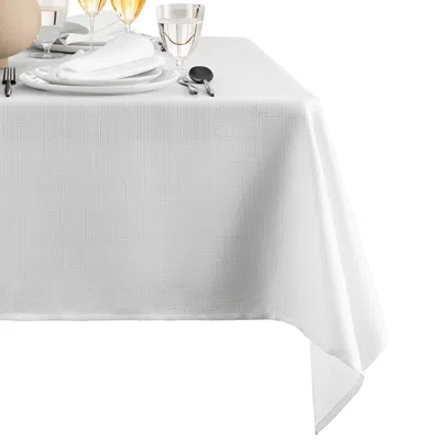 Elrene Home Fashions Laurel Solid Texture Water And Stain Resistant Tablecloth, 60 X 102 In White