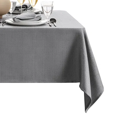 Elrene Home Fashions Laurel Solid Texture Water And Stain Resistant Tablecloth, 60 X 84 In Gray
