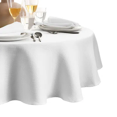 Elrene Home Fashions Laurel Solid Texture Water And Stain Resistant Tablecloth, 70 Round In White