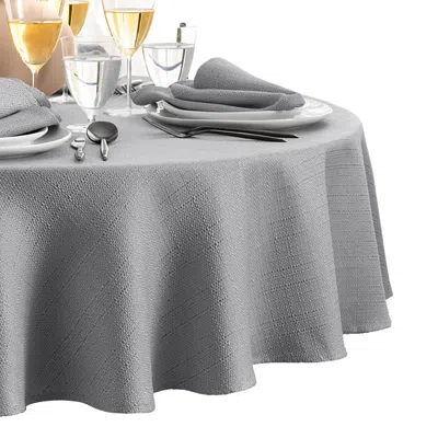Elrene Home Fashions Laurel Solid Texture Water And Stain Resistant Tablecloth, 90 Round In Gray