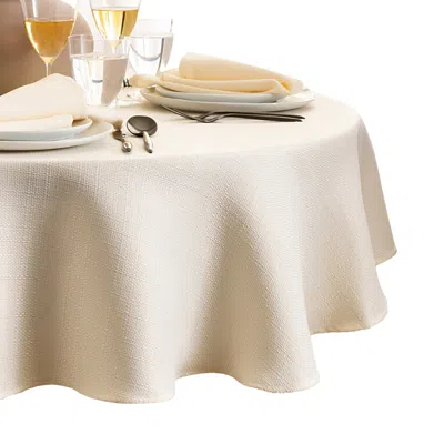 Elrene Home Fashions Laurel Solid Texture Water And Stain Resistant Tablecloth, 90 Round In Ivory