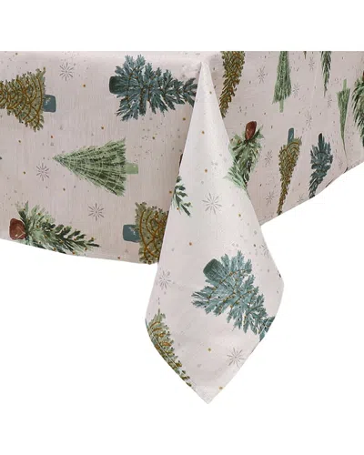 Elrene Home Fashions Lucina Twinkle Trees Holiday Lurex Fabric Tablecloth In Green