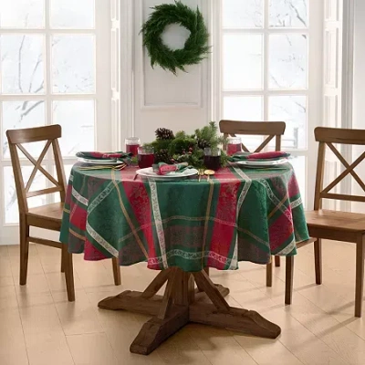 Elrene Home Fashions Merry And Festive Round/oval Tablecloth In Multi