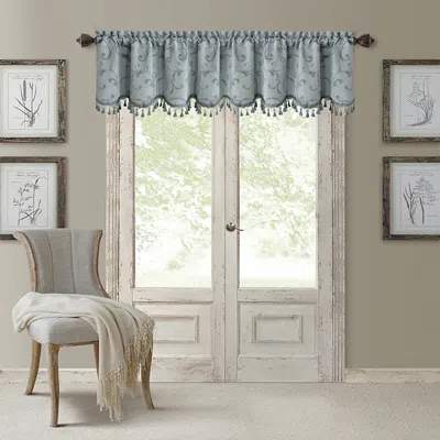 Elrene Home Fashions Mia Beaded Scallop Valance, 19 X 52 In Blue