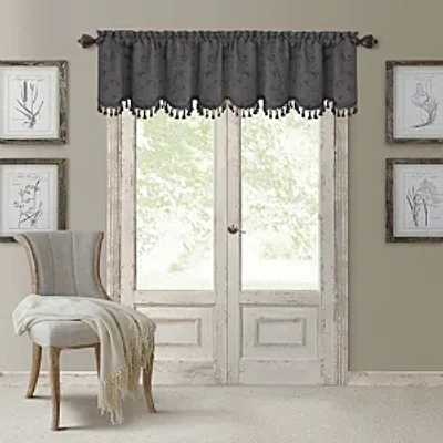 Elrene Home Fashions Mia Beaded Scallop Valance, 19 X 52 In Gray
