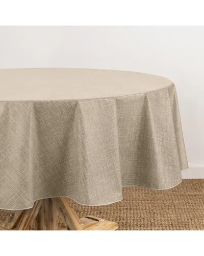Elrene Home Fashions Monterey Linen Texture Vinyl Indoor/outdoor Round  Tablecloth In Neutral