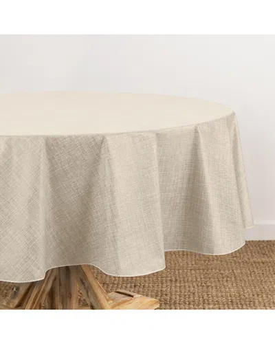 Elrene Home Fashions Monterey Linen Texture Vinyl Indoor/outdoor Round  Tablecloth In Neutral