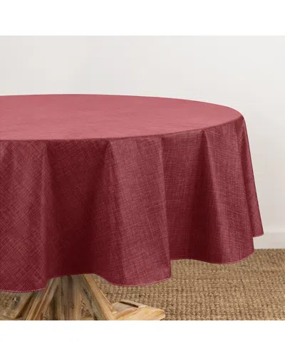 Elrene Home Fashions Monterey Linen Texture Vinyl Indoor/outdoor Round  Tablecloth In Red