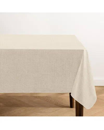 Elrene Home Fashions Monterey Linen Texture Vinyl Indoor/outdoor Tablecloth In Neutral
