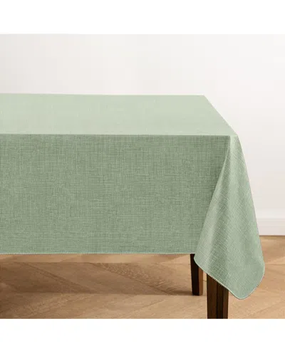 Elrene Home Fashions Monterey Linen Texture Vinyl Indoor/outdoor Tablecloth In Green