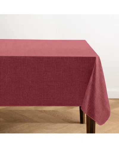 Elrene Home Fashions Monterey Linen Texture Vinyl Indoor/outdoor Tablecloth In Red