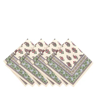 Elrene Home Fashions Nomad Harvest Block Print Napkins, 17x17, Set Of 4 In Multi