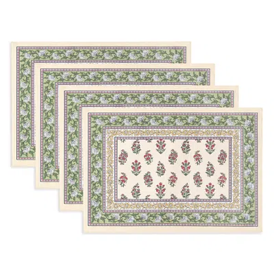Elrene Home Fashions Nomad Harvest Block Print Placemats, 13x19, Set Of 4 In Multi