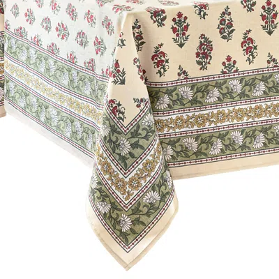 ELRENE HOME FASHIONS NOMAD HARVEST BLOCK PRINT RECTANGLE TABLECLOTH, 144 X 60