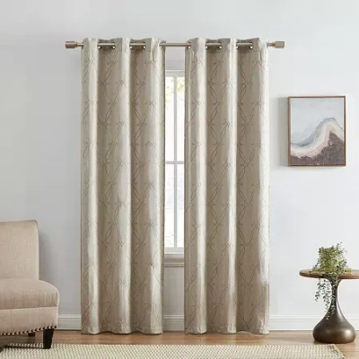 Elrene Home Fashions Palmetto Grommet Top Energy Saving Blackout Set Of 2 Curtain Panel In White