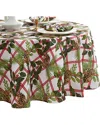 Elrene Home Fashions Pinecone Plaid Holiday Fabric Tablecloth -round In Green