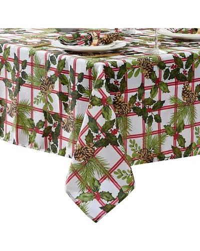 ELRENE HOME FASHIONS ELRENE HOME FASHIONS PINECONE PLAID HOLIDAY FABRIC TABLECLOTH