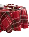 Elrene Home Fashions Pocono Plaid Holiday Fabric Tablecloth -round In Red