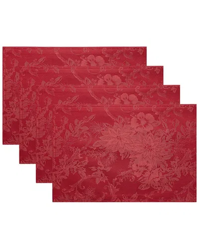 Elrene Home Fashions Poinsettia Elegance Jacquard Holiday Placemat In Red