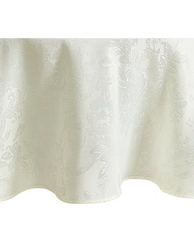 Elrene Home Fashions Poinsettia Elegance Jacquard Holiday Tablecloth -round In White