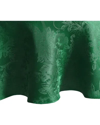 Elrene Home Fashions Poinsettia Elegance Jacquard Holiday Tablecloth -round In Green