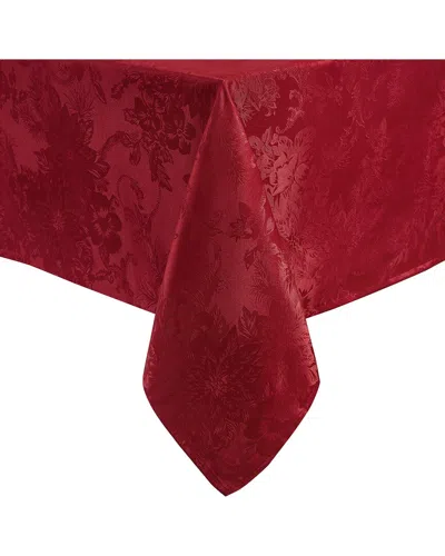 Elrene Home Fashions Poinsettia Elegance Jacquard Holiday Tablecloth In Red