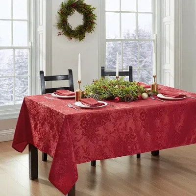 Elrene Home Fashions Poinsettia Elegance Tablecloth In Red