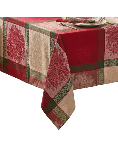 Elrene Home Fashions Prestige Poinsettia Jacquard Rectangle Tablecloth In Red