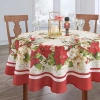 Elrene Home Fashions Red & White Poinsettia 70'' Round Tablecloth In Red