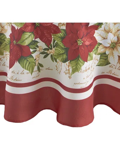 ELRENE HOME FASHIONS ELRENE HOME FASHIONS RED & WHITE POINSETTIAS TABLECLOTH -ROUND