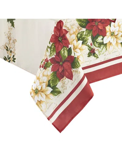 ELRENE HOME FASHIONS ELRENE HOME FASHIONS RED & WHITE POINSETTIAS TABLECLOTH