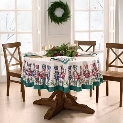 Elrene Home Fashions Royal Nutcracker Holiday Round/oval Tablecloth In Multi