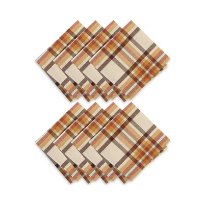 Elrene Home Fashions Russet Harvest Woven Plaid Napkins, Set Of 8 In Multi