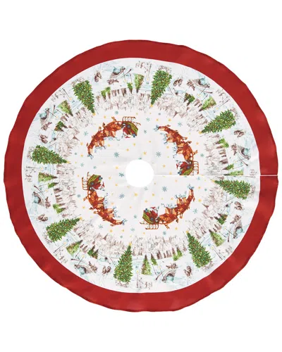 ELRENE HOME FASHIONS ELRENE HOME FASHIONS SANTA'S SNOWY SLEIGHRIDE CHRISTMAS TREE SKIRT