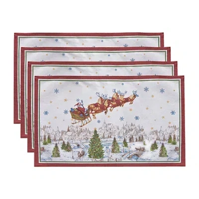 Elrene Home Fashions Santa's Snowy Sleighride Set 4-pc. Placemat In Multi