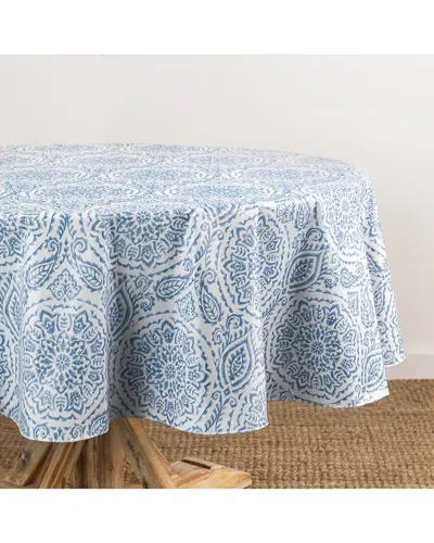 Elrene Home Fashions Savannah Boho Paisley Printed Vinyl Indoor/outdoor Round  Tablecloth In Blue