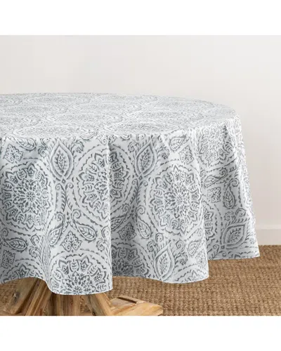 Elrene Home Fashions Savannah Boho Paisley Printed Vinyl Indoor/outdoor Round  Tablecloth In Blue