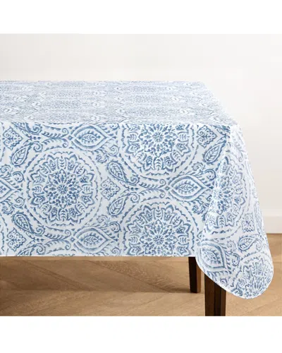 Elrene Home Fashions Savannah Boho Paisley Printed Vinyl Indoor/outdoor  Tablecloth In Blue