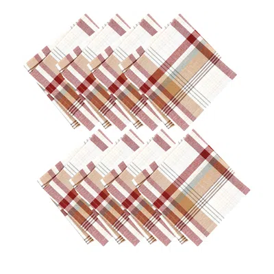 Elrene Home Fashions Seneca Plaid Harvest Cotton Napkins, Set Of 8 In Multi