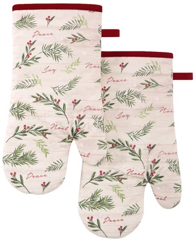 Elrene Home Fashions Set Of 2 Holiday Tree Trimmings Oven Mitts In Multi